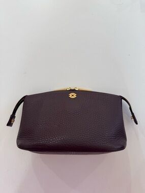 Dagne Dover - Elegant Women's Leather Clutch/Cosmetic Pouch in Burgundy Like New